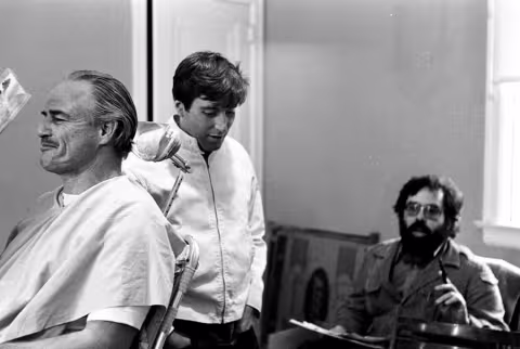 Marlon-Brando-Al-Pacino-and-Francis-Ford-Coppola-on-the-set-of-The-Godfather