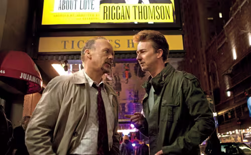 BIRDMAN (2014)
Michael Keaton as "Riggan" and Edward Norton as "Mark."